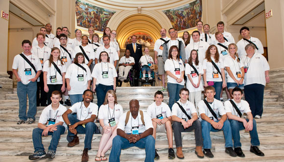 Group photo while at the Oklahoma State Capitol, with Lt. Gov. Lamb